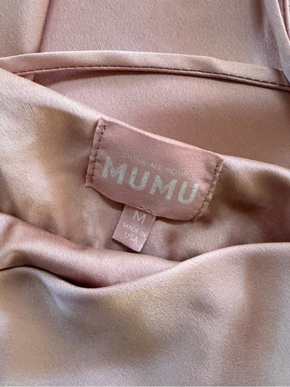Show Me Your Mumu Blush Pink Satin Midi Slip Dress Cowl Neck Open Back M - Picture 6 of 10